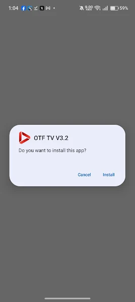 OTF TV home interface on Android